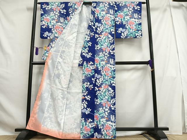 平和屋着物■小紋 草花文 洗える着物 AABG5063oa