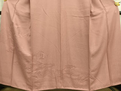 平和屋着物■豪華色留袖 風景地紋 桃色 正絹 逸品 AABG5080oa