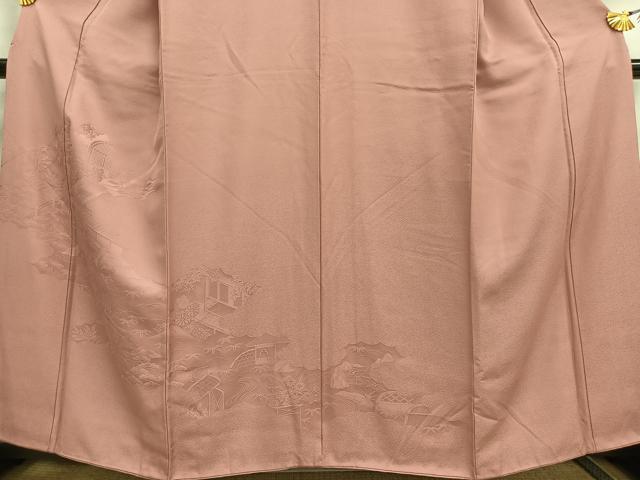 平和屋着物■豪華色留袖 風景地紋 桃色 正絹 逸品 AABG5080oa