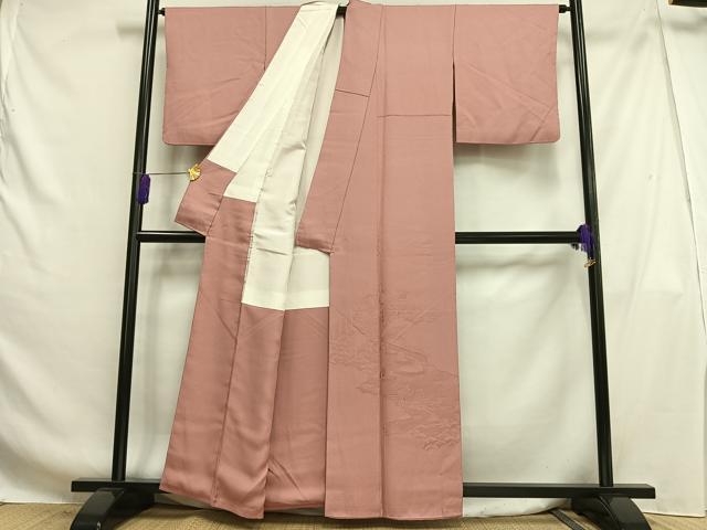 平和屋着物■豪華色留袖 風景地紋 桃色 正絹 逸品 AABG5080oa