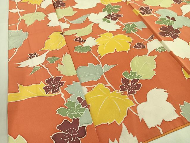 平和屋着物■上質な小紋 地紋起こし 蔦の葉花文 正絹 逸品 AABG5082oa