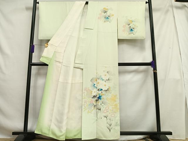 平和屋着物■訪問着 刺繍 枝花文 正絹 逸品 AABG5083oa