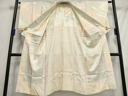 平和屋着物■長襦袢 無双仕立て 扇面花文 暈し染め 正絹 逸品 AABG5086oa