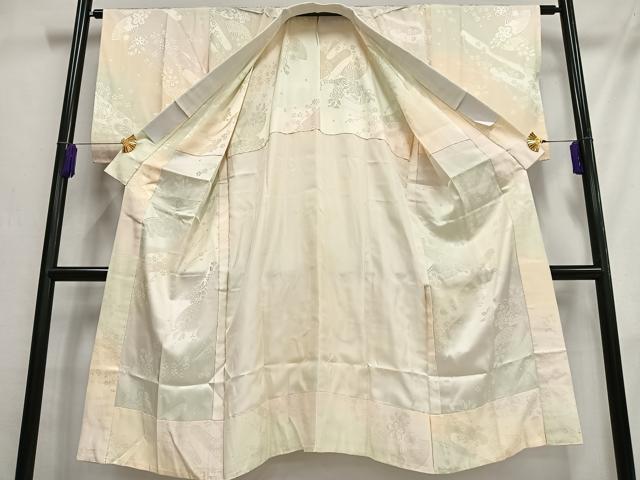 平和屋着物■長襦袢 無双仕立て 扇面花文 暈し染め 正絹 逸品 AABG5086oa