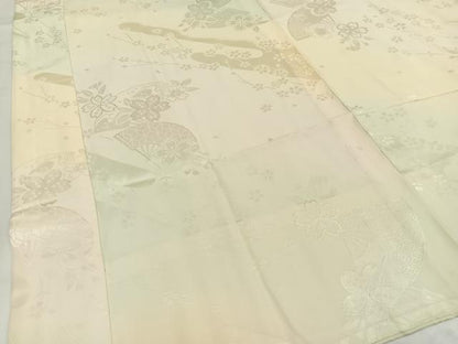 平和屋着物■長襦袢 無双仕立て 扇面花文 暈し染め 正絹 逸品 AABG5086oa
