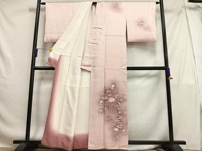 平和屋着物■訪問着 刺繍 草花文 松竹梅 暈し染め 金彩 正絹 逸品 AABG5099oa