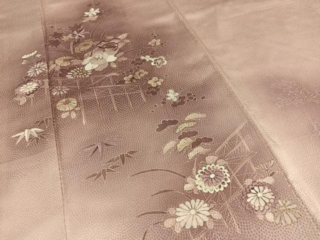 平和屋着物■訪問着 刺繍 草花文 松竹梅 暈し染め 金彩 正絹 逸品 AABG5099oa