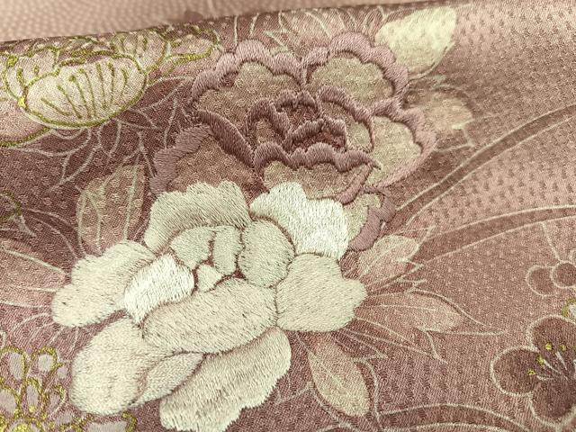 平和屋着物■訪問着 刺繍 草花文 松竹梅 暈し染め 金彩 正絹 逸品 AABG5099oa