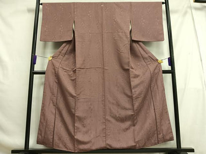 平和屋着物■上質な色無地 蜀江花地紋 蘇芳香色 正絹 逸品 AABG5100oa