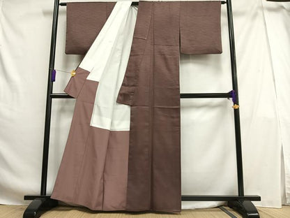 平和屋着物■上質な色無地 芝地紋 煤竹色 正絹 逸品 AABG5109oa