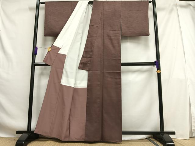 平和屋着物■上質な色無地 芝地紋 煤竹色 正絹 逸品 AABG5109oa