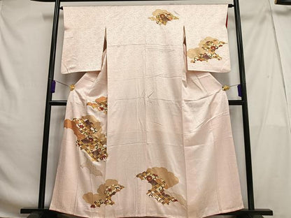 平和屋着物■訪問着 駒刺繍 雲取り天井花文 金彩 正絹 逸品 AABG5112oa