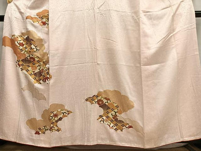 平和屋着物■訪問着 駒刺繍 雲取り天井花文 金彩 正絹 逸品 AABG5112oa