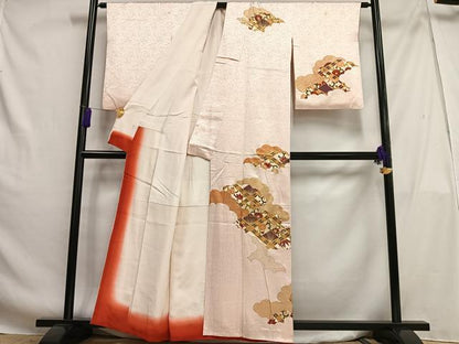 平和屋着物■訪問着 駒刺繍 雲取り天井花文 金彩 正絹 逸品 AABG5112oa