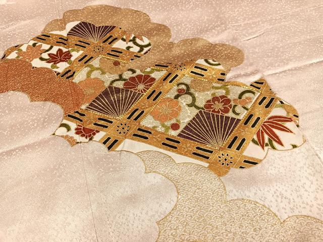 平和屋着物■訪問着 駒刺繍 雲取り天井花文 金彩 正絹 逸品 AABG5112oa