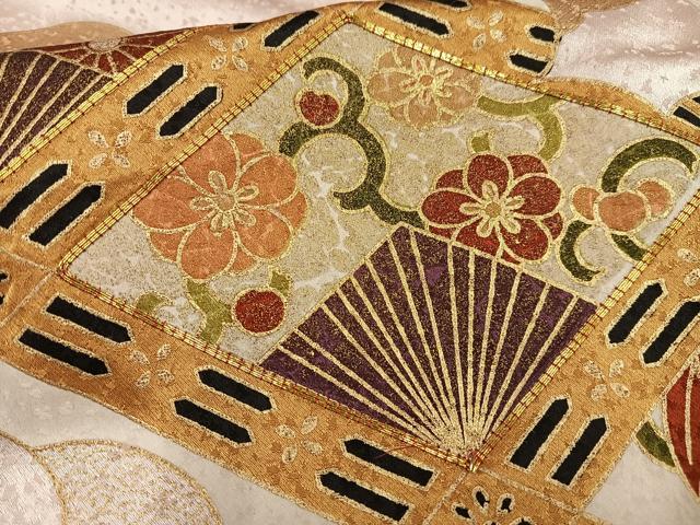 平和屋着物■訪問着 駒刺繍 雲取り天井花文 金彩 正絹 逸品 AABG5112oa