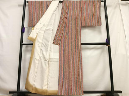 平和屋着物■上質な小紋 縞 正絹 逸品 AABG5116oa