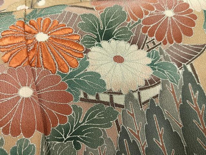 平和屋着物■豪華黒留袖　刺繍　風景草花文　松竹梅　金彩　正絹　逸品　AABG5124oa