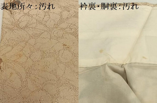 平和屋着物■アンティーク 大正ロマン 小紋 枝花文 金糸 正絹 逸品 AABG5172oa