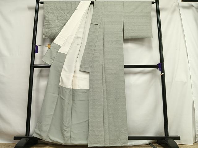 平和屋着物■上質な色無地 草花地紋 柳鼠色 正絹 逸品 AABG5173oa