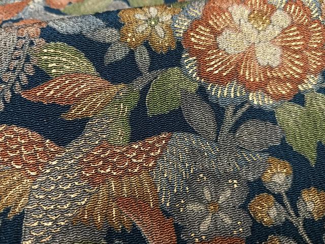 平和屋着物■上質な小紋 更紗花鳥文 金彩 鬼しぼ縮緬 ゑり正扱い 正絹 逸品 AABG5179oa