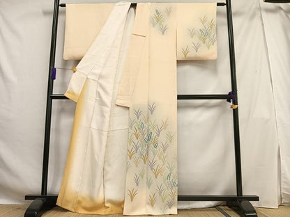 平和屋着物■訪問着 刺繍 草葉文 暈し染め 正絹 逸品 AABG5186oa