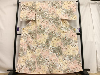 平和屋着物■上質な小紋 花貝桶文 金彩 正絹 逸品 AABG5189oa