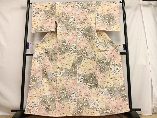 平和屋着物■上質な小紋 花貝桶文 金彩 正絹 逸品 AABG5189oa
