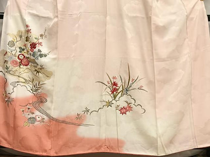 平和屋着物■訪問着　刺繍　風景花文　暈し染め　金銀糸　正絹　逸品　AABG5192oa