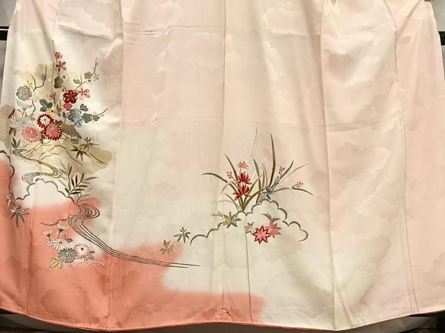 平和屋着物■訪問着　刺繍　風景花文　暈し染め　金銀糸　正絹　逸品　AABG5192oa