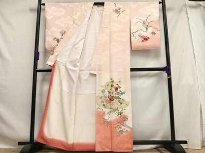 平和屋着物■訪問着　刺繍　風景花文　暈し染め　金銀糸　正絹　逸品　AABG5192oa