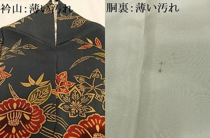 平和屋着物■上質な小紋　型染め　草花文　正絹　逸品　AABG5199oa