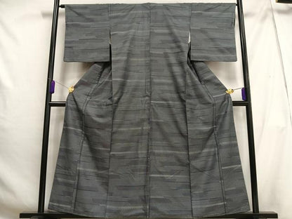 平和屋着物■上質な紬　120亀甲　横段吉祥文　正絹　逸品　未使用　AABG5200oa