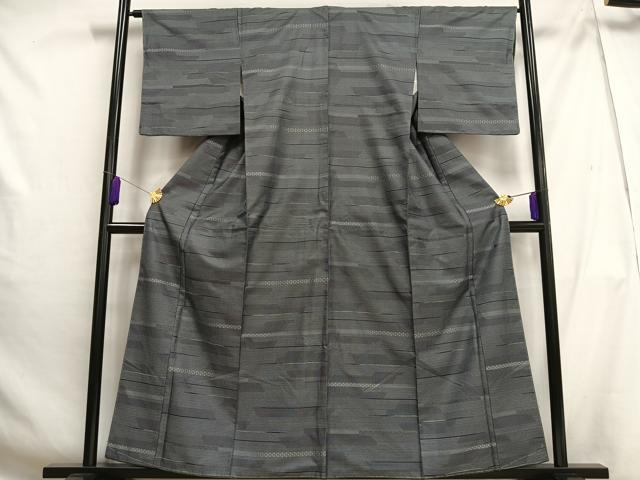 平和屋着物■上質な紬　120亀甲　横段吉祥文　正絹　逸品　未使用　AABG5200oa