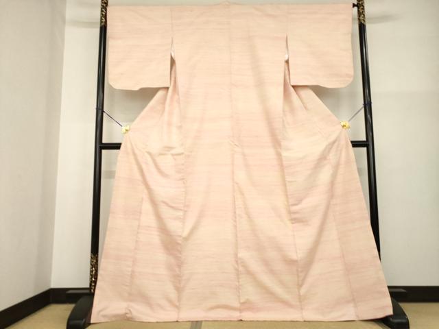 平和屋着物●紅花紬　米沢　霞文　ロング丈　正絹　逸品　AABG5201ck