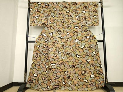 平和屋着物●上質な小紋　総絞り　花尽くし　高島屋扱い　正絹　逸品　AABG5204ck