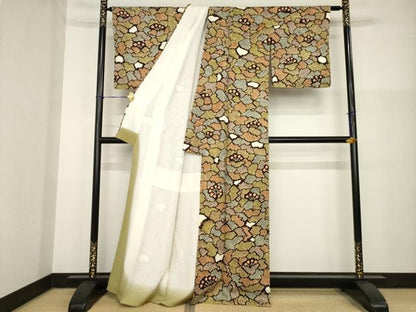 平和屋着物●上質な小紋　総絞り　花尽くし　高島屋扱い　正絹　逸品　AABG5204ck
