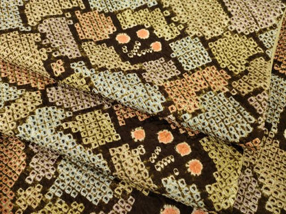 平和屋着物●上質な小紋　総絞り　花尽くし　高島屋扱い　正絹　逸品　AABG5204ck