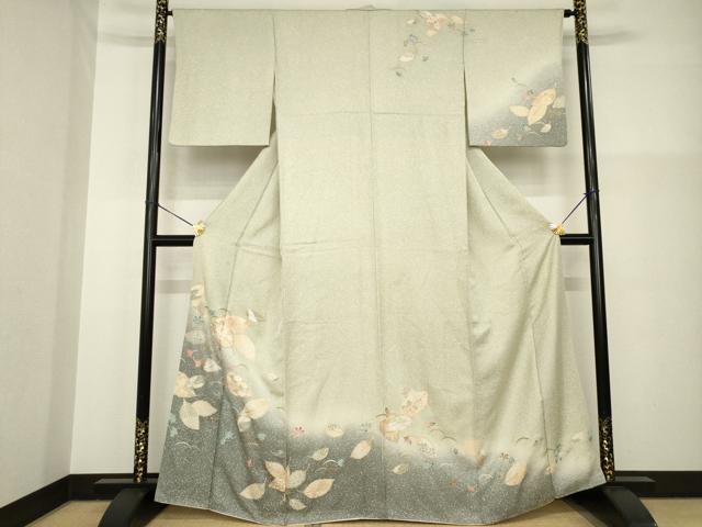 平和屋着物●訪問着　芝花文　暈し染め　金彩　正絹　逸品　AABG5205ck