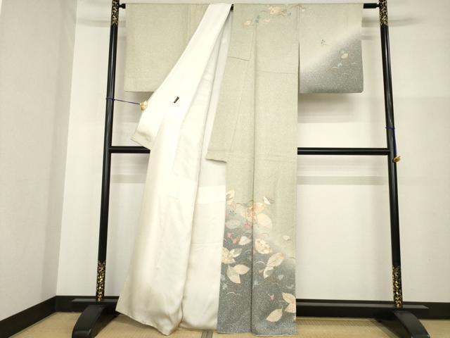 平和屋着物●訪問着　芝花文　暈し染め　金彩　正絹　逸品　AABG5205ck