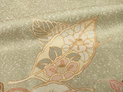 平和屋着物●訪問着　芝花文　暈し染め　金彩　正絹　逸品　AABG5205ck