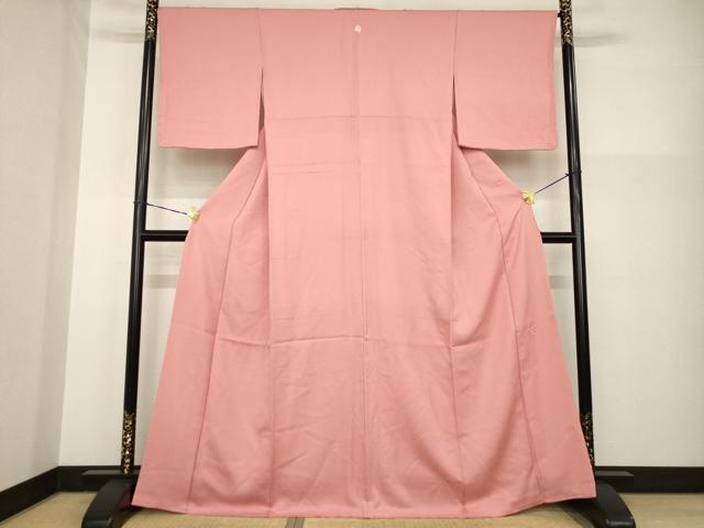 平和屋着物●京加賀友禅　百貫達雄　色無地　薄紅色　正絹　逸品　AABG5206ck