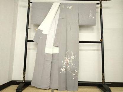 平和屋着物●京加賀友禅　百貫達雄　訪問着　枝花文　銀座おゝぎ屋扱い　正絹　逸品　AABG5209ck