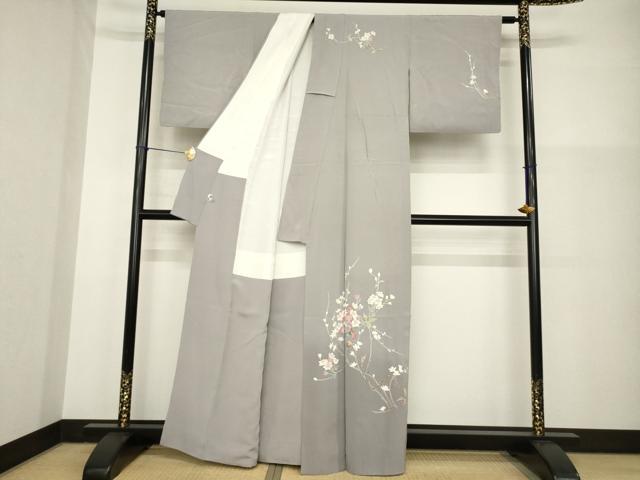 平和屋着物●京加賀友禅　百貫達雄　訪問着　枝花文　銀座おゝぎ屋扱い　正絹　逸品　AABG5209ck