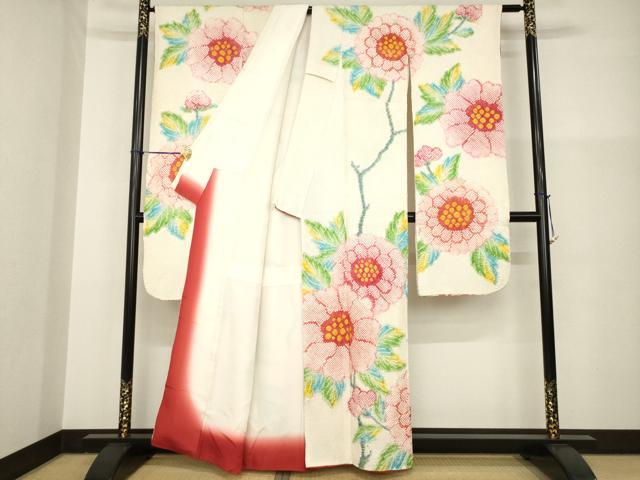 平和屋着物●豪華振袖　総絞り　草花文　正絹　逸品　AABG5213ck