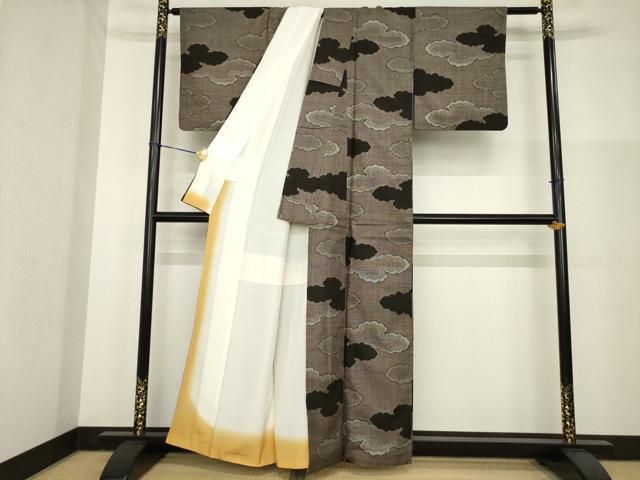 平和屋着物●本場大島紬　割込み絣　雲重ね文　正絹　逸品　AABG5218ck