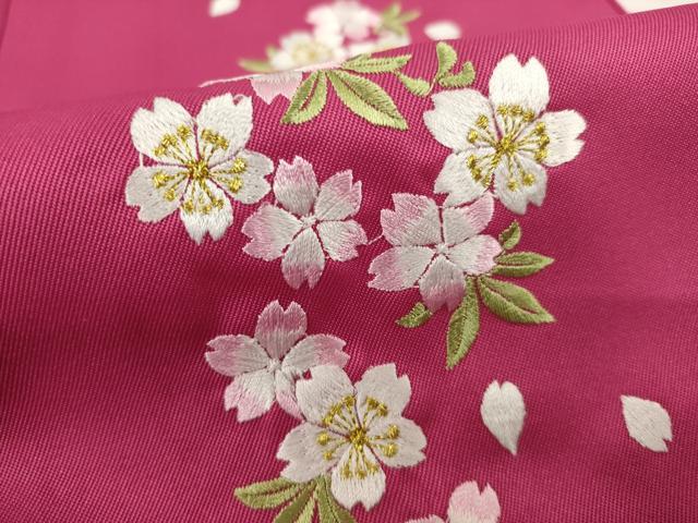 平和屋着物●女性　行灯袴　刺繍　桜　金糸　洗える着物　未使用　AABG5221ck