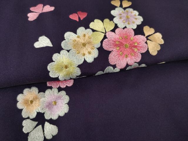 平和屋着物●女性　行灯袴　総刺繍　舞花文　暈し染め　金糸　洗える着物　未使用　AABG5223ck
