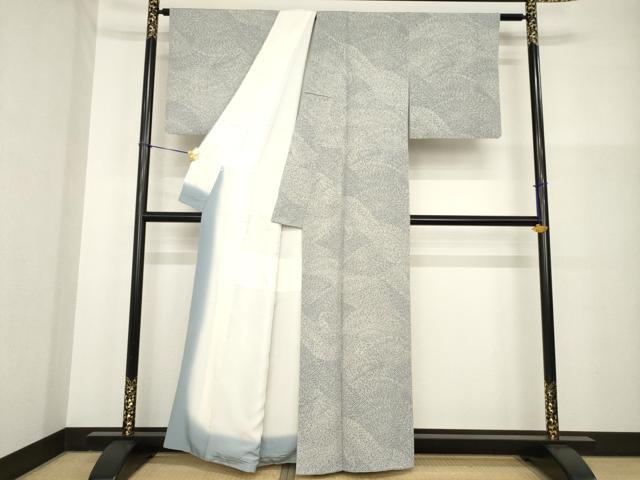 平和屋着物●ファッションデザイナー 花井幸子　小紋　立波文　正絹　逸品　AABG5225ck