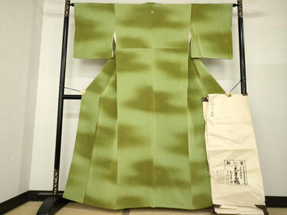 平和屋着物●銀座　志ま亀　小紋　霞文　暈し染め　たとう紙付き　正絹　逸品　AABG5226ck